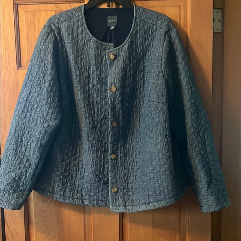 J. Jill Blue Puffer Jacket Quilted Warmth